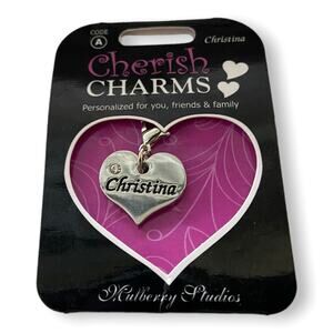 Cherish Charms CHRISTINA Name Bracelet Charm Silvertone Silver Tone NEW‎